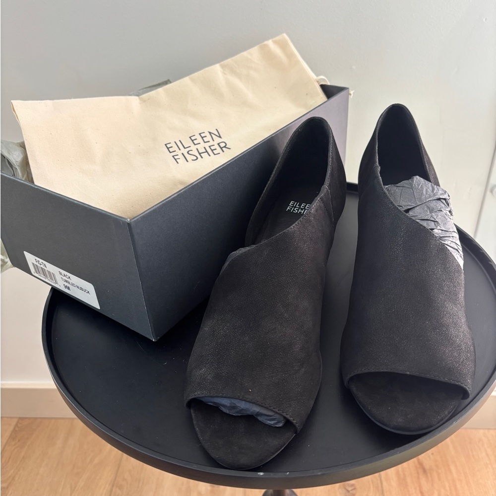 Eileen Fisher Black Open-Toe Shoes